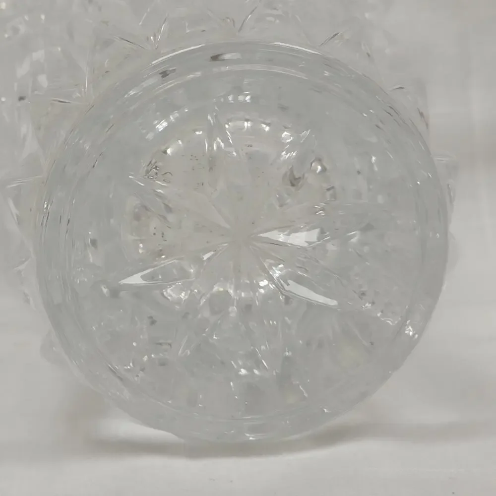 Vintage Clear Cut Glass Crystal Vase Starburst Fan Pattern Scalloped Rim 6”